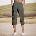 thumbnail image 6 of Women's Quick-Dry Capris Travel Pants Lightweight Striped Woven Hiking Workout Casual Pants with Pockets, 6 of 8