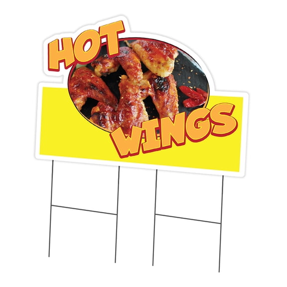 SignMission C-DC-2436-Hot Wings19 24 x 36 in. Yard Sign & Stake - Hot Wings