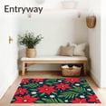 thumbnail image 3 of ODIKA 2'x3' Machine Washable Non-Slip Area Rug, Festive Garden Latch Hook with Holiday Blossoms and Playful Evergreen Details High Traffic Rug, Red, 620717, 3 of 7