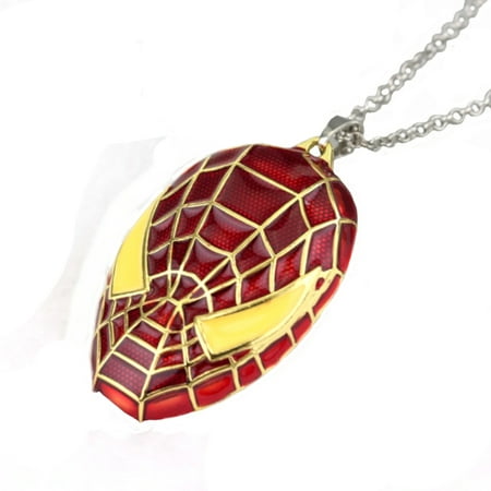 Spider Web Turquoise Pendant Spider-Man Mask Tarnish Resistant Superhero Spiderman Necklace Pendant Jewelry, J-27-A ()