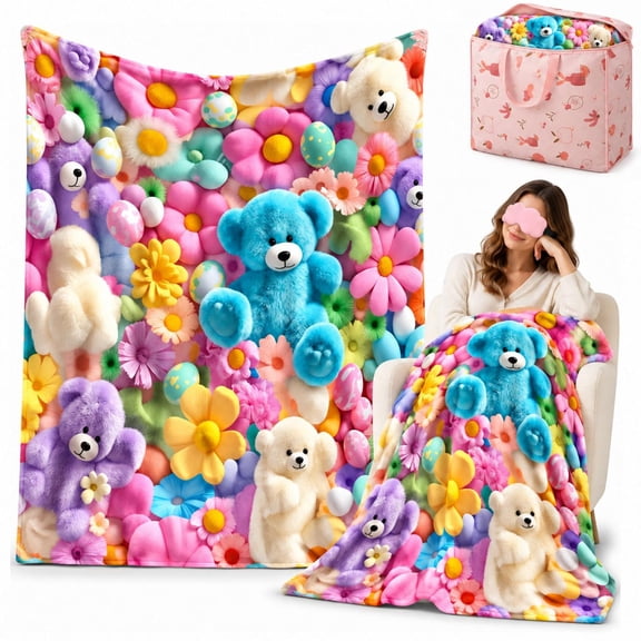 Teddy Bear Blanket, 3D Plush Throw Blanket