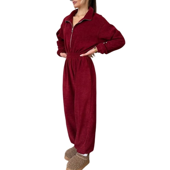 Women'S Outdoor Casual Straight Leg Joggers High Waist Slim Fit Versatile Romper Pants Wine Red M