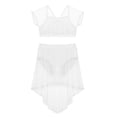 thumbnail image 2 of Yartina Kids Girls Splice Cap Sleeves Crop Top with Mesh High Low Skirt Outfits Set Ballet Modern White 14, 2 of 7
