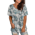 thumbnail image 4 of GingDin Womens Plus Size Summer Tops Short Sleeve V Neck Buttons Pleated Shirts M-4XL, 4 of 5