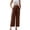 Brown, variant on Palazzo Pants for Women 2026 Casual Cotton Linen Elastic High Waist Wide Straight Leg Flowy Cropped Pants with Pockets