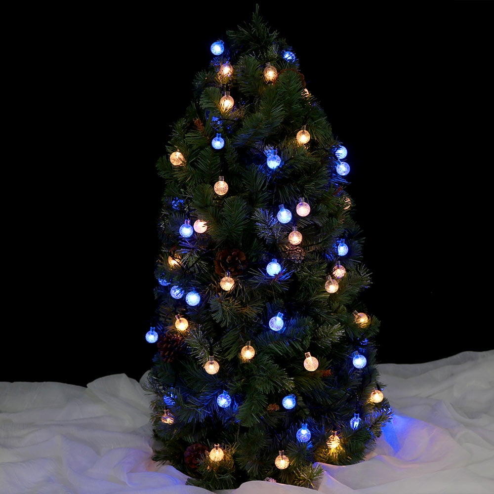 Sunnydaze Set of 2 20 Foot 30-Count LED Solar Powered String Lights Outdoor Water Drop Blue and White Sunnydaze Decor