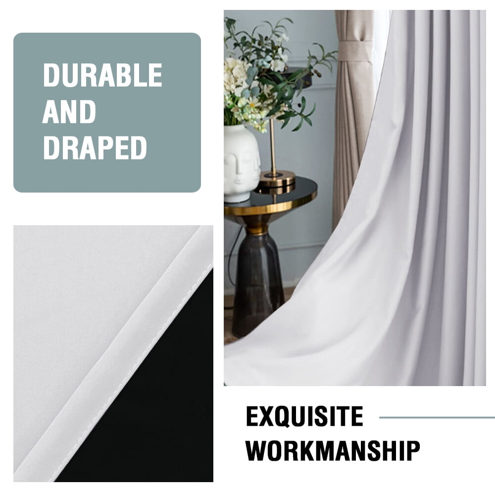H.VERSAILTEX White 100% Blackout Lined Curtains 63 Inch Long, Noise Reducing Heat Blacking Curtain Panels for Nursery/Kid's Room 2 Panels Set, 42" x 63"