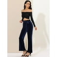 thumbnail image 4 of Pantalones de terciopelo Allegra K Mujer Anchos elásticos con lazo Azul oscuro L, 4 of 6