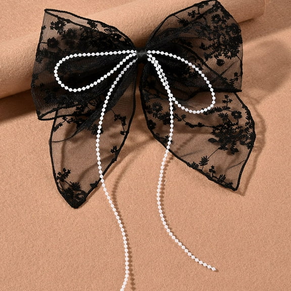 Hytrove Black Tulle Hair Bows 1Pcs 5.9x1.9in for Bridal Shower and Special Events