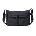 thumbnail image 2 of Multi-Pocket Nylon Crossbody Shoulder Bag, Black/Olive Green, Water Resistant Messenger Bag for Men & Women, 2 of 5