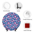 thumbnail image 4 of Picia Blue Flower Skull Pattern Bone China Decorative Plate – Wall Decor with Stand and Adhesive, Elegant Ornament for Living Room, Office, or Entryway-8in, 4 of 6