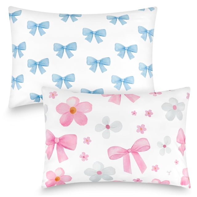 Juego de Fundas de Almohada para Niños Pequeños Hooyax 2 Piezas, Suaves y Elastizadas con Estampados Divertidos
