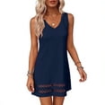 thumbnail image 3 of Kukoosong Women's Sleeveless Eyelet Cutout Hem Tank Mini Dress, Solid Color V Neck Loose A-Line Dress, Summer Short Swing Sundress with Hollow Out Trim, 3 of 6