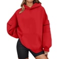thumbnail image 2 of Oversized Hoodies for Women 2025 Fall Winter Long Sleeve Plain Basic Hooded Sweatshirt with Pockets Pullover Tops, 2 of 7