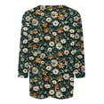 thumbnail image 4 of CYMMPU Women's Floral Printed 3/4 Length Sleeve Summer Fall Crewneck Business Work Blouses Trendy Tunic Tops Casual Shirts Basic Tees 2025 Clothes Multicolor XXXL, 4 of 5