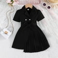 thumbnail image 2 of Glisme Summer Dress For Girls Puff Sleeve Lace Up Fashion Sundress With Belt Comfort Fit Little Girl Princess Dress Size 2-3 Years,Black, 2 of 8