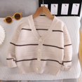 thumbnail image 2 of Fjofpr Deals Toddler Boy Clothes Clearance Under $10 Toddler Boy Clothes 5T Winter Girls Knitted Cardigan Sweater V-neck Jacket Striped Long Sleeve Top, 2 of 3