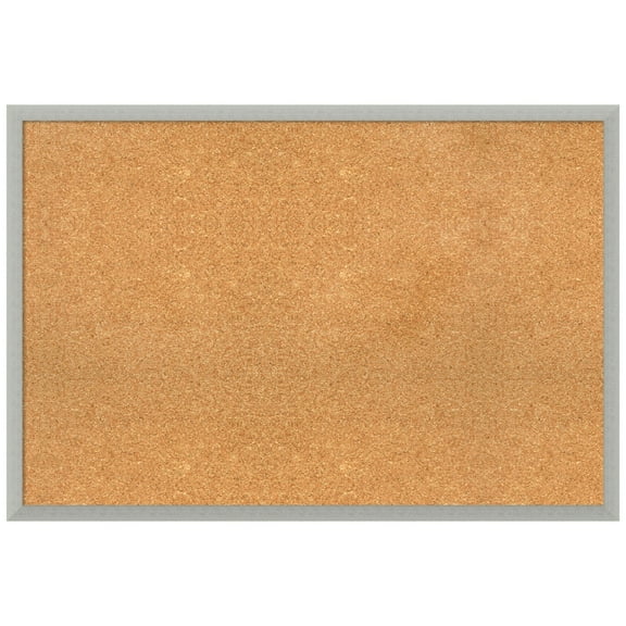 Amanti Art Natural Cork Board Wood Framed Silver Leaf Bulletin Board 38 in. x 26 in.