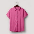 thumbnail image 3 of Kagetolytai Womens Tops Womens Short Sleeve Shirts Solid Color Casua Button Down Blouse Tops With Chest Pocket Summer Tops for Women 2024 Hot Pink S, 3 of 6