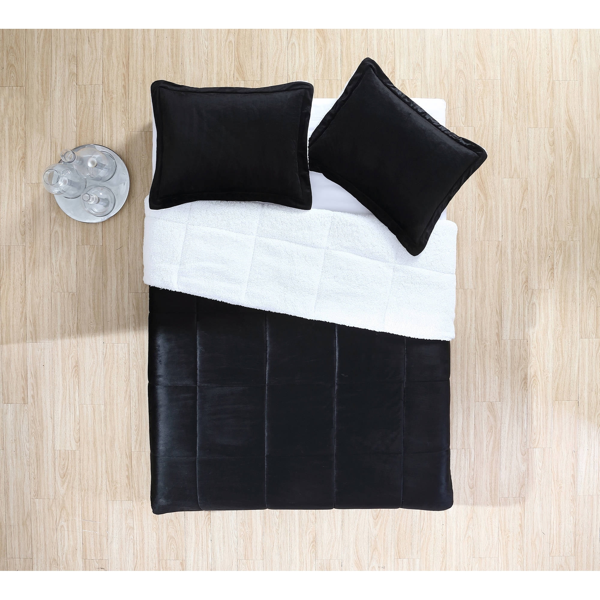 VCNY Home Solid Micro Mink Sherpa Bedding Comforter Set, Multiple