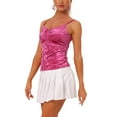 thumbnail image 4 of INSPIRE CHIC Women's Velvet Ruched Front Party Clubwear Tank Top L Hot Pink, 4 of 6