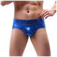 thumbnail image 2 of Odeerbi Mens Underwear Seamless Thongs Briefs Imitation Leather Ice Silk Erogenous Boxer Low Waist Boxer Green, 2 of 9