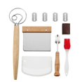 thumbnail image 1 of Danish Dough Whisk Baking Bread Stainless Steel Tool Set 2 Pcs Dough Scraper With 5 Replacement Blades-yu, 1 of 5