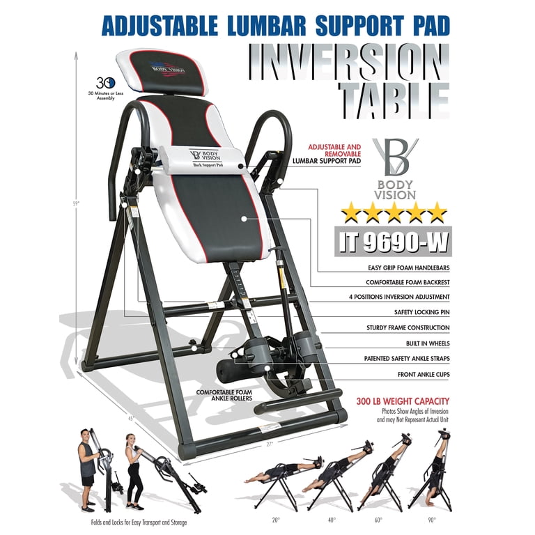 Body Version Inversion Table Inversion Table Body Vision – Heavy Duty, Adjustable Angles (20-90 ...