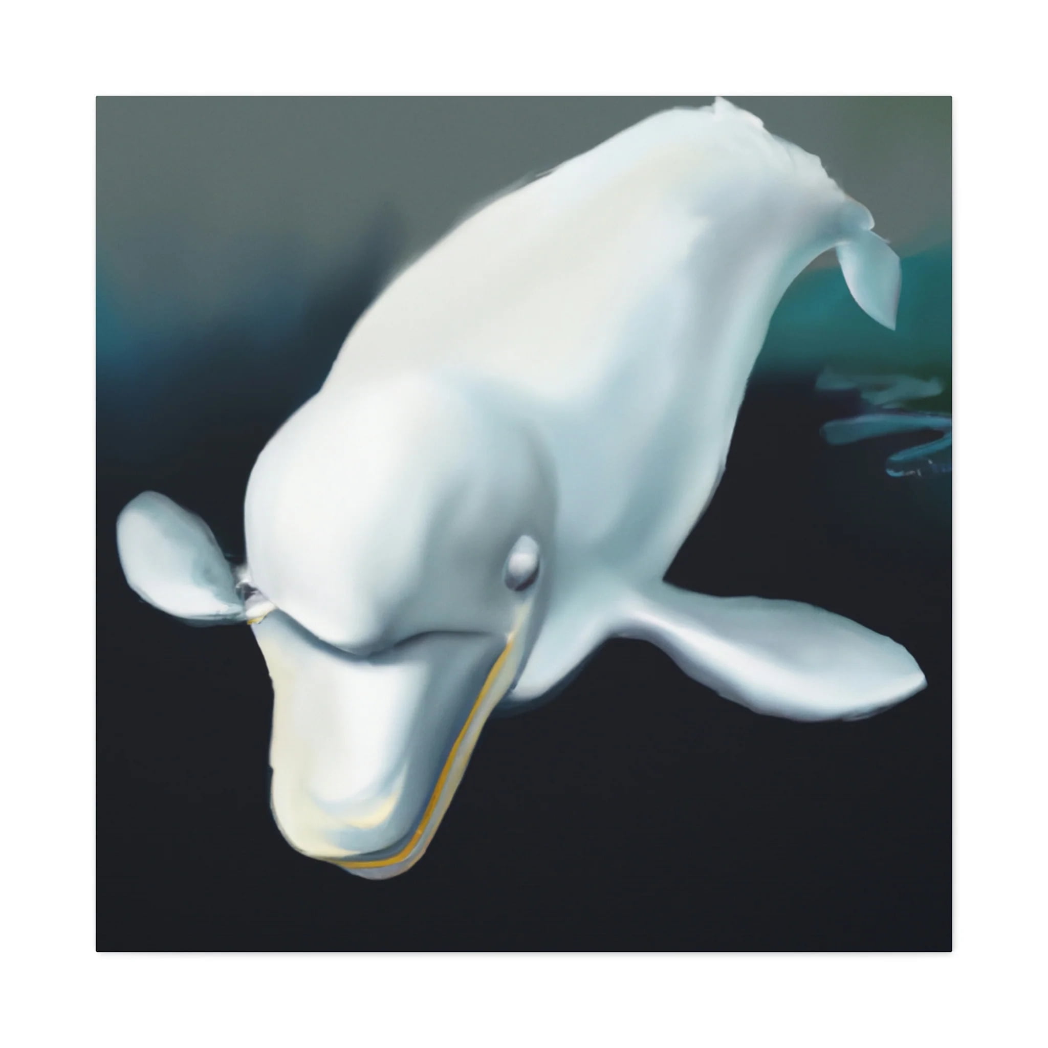 Beluga Whale Art Set of 3 each canvas print is framed and 20”x12” in size