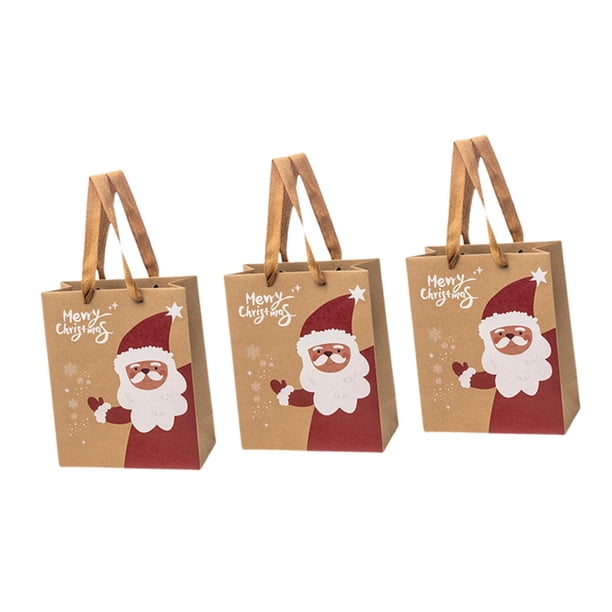 3 bolsas de regalo navideñas Kraft con asas, bolsas de golosinas, cajas, bolsas de regalo Papá Noel