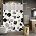 thumbnail image 5 of No Hook Black Polka Dots Shower Curtain with Snap in Liner Set, Modern Abstract Art Waterproof Fabric Bathroom Curtains with See Through Top Window, Hotel Style Long 72 x 84 Inch, 5 of 9
