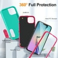 thumbnail image 2 of for iPhone 15 Plus Case with Kickstand, [10FT Military Drop Protection] Rugged Heavy Duty Hard PC+Soft Silicone Rubber Bumper Hybrid Triple-Layer Case for iPhone 15 Plus, Mint+Rose, 2 of 8