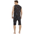 thumbnail image 3 of Defitshape Men's Soft Summer Onesie Sleeveless Tank Shorts Pajama Loungewear Comfy Lightweight Sleeping Knee Length Pjs Star XX-Large, 3 of 4