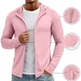 thumbnail image 2 of OIOLOYJM Full Zip Hoodies for Men UPF Sun Protection Lightweight Long Sleeve Jacket Breathable Mesh Outdoor UV Performance Fishing Running Hooded Shirt with Pockets Pink S, 2 of 8