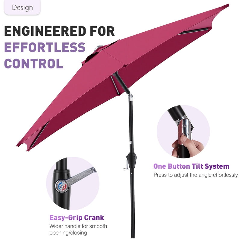 Gianna Patio Umbrella – 7.5ft Outdoor Table Umbrella with Tilt & Crank, 8 Sturdy Ribs, Waterproof UV-Resistant Fabric