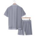 thumbnail image 6 of hotojiny Men's 2 Piece Set Summer Beach Outfits Breathable Hollow out Mesh Button down Shirts Shorts Set Casual Tracksuit(Gray,XX-Large), 6 of 7