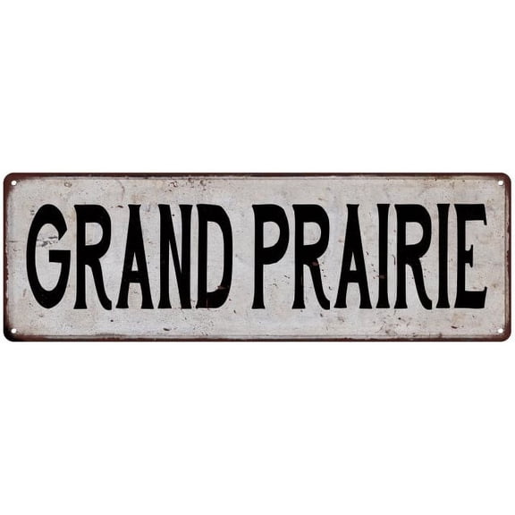GRAND PRAIRIE Vintage Look Rustic Metal City State Sign 6 x 18 High Gloss Metal 206180041363