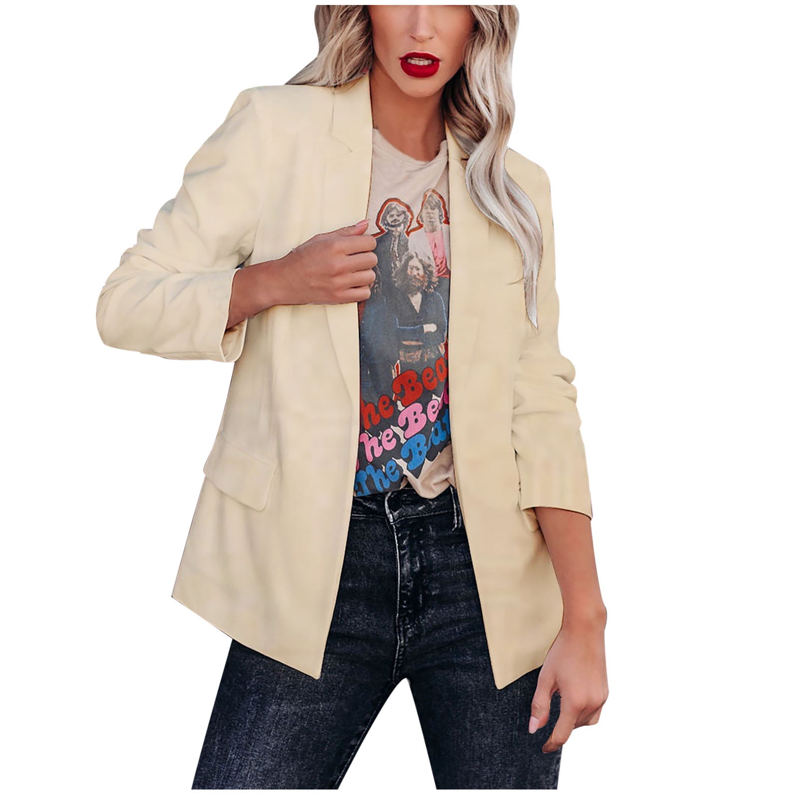 Blazer for Women Fashion Women's Blazer Jackets Long Sleeve Mid-Length Trench Coat Versatile Casual Suits Abrigos de Mujer Elegantes - Walmart.com
