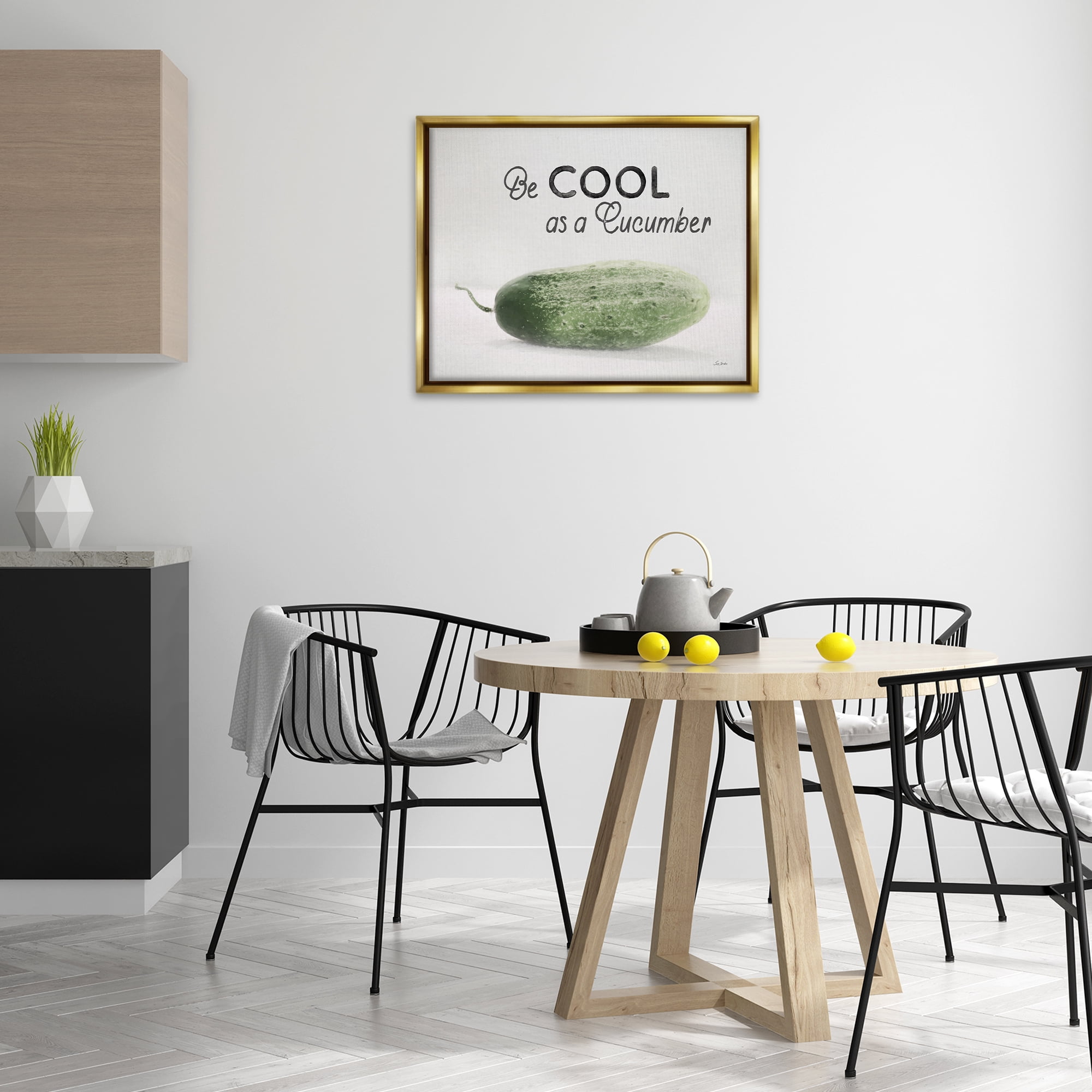 Stupell Industries Cool As A Cucumber Food & Beverage Painting Gold Floater Framed Canvas Art Print Wall Art, 31 x 25
