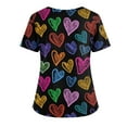 thumbnail image 4 of Valentine's Day Scrubs Top for Women Short Sleeve V Neck Split Hem Scrub Top Love Heart Printed Shirts Valentine's Day Scrub Tops Working Uniforms with Pockets, 4 of 4