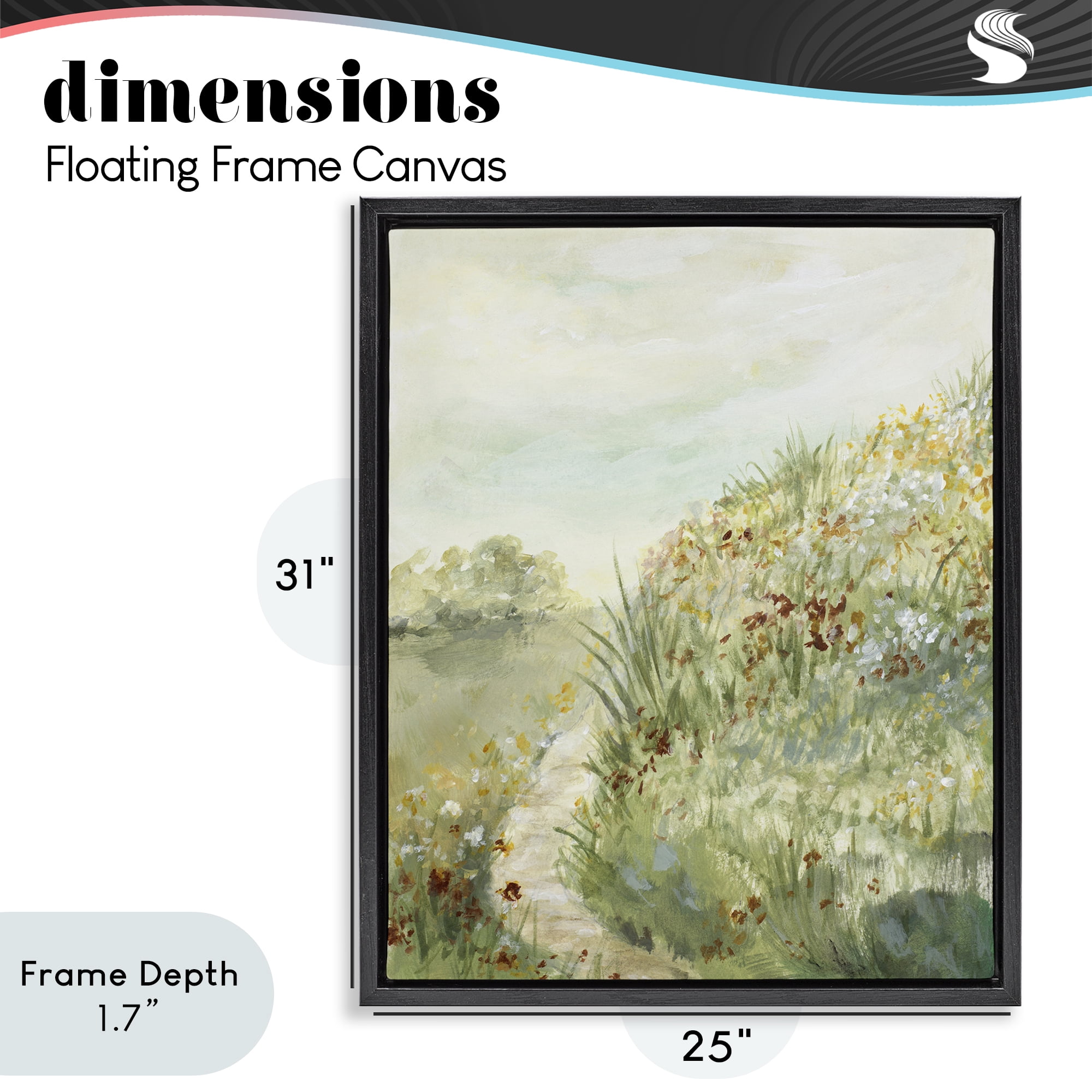 Stupell Industries Hilltop Blooms & Winding Trail Black Framed Floater Canvas Wall Art, design by Lanie Loreth
