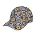 thumbnail image 2 of Baseball Cap, Skull Daisy Yellow Blue Trucker Hats Women Dad Hat For Workouts - Baseball Hat Adjustable Size, 2 of 2