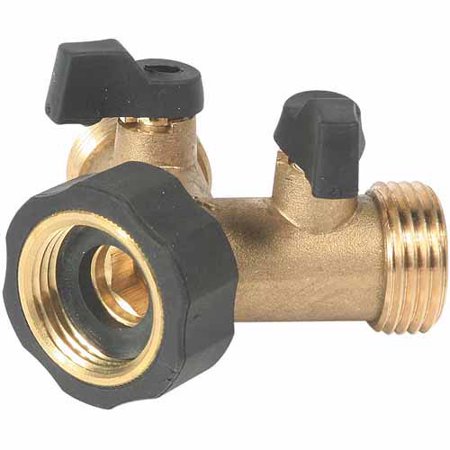 Brass Grips - Camco Stainless Steel Solid Brass Water Wye Valve- Easy Grip Valve Handles and Simple Water Hose Connection CSA Low Lead Certified - (20123)