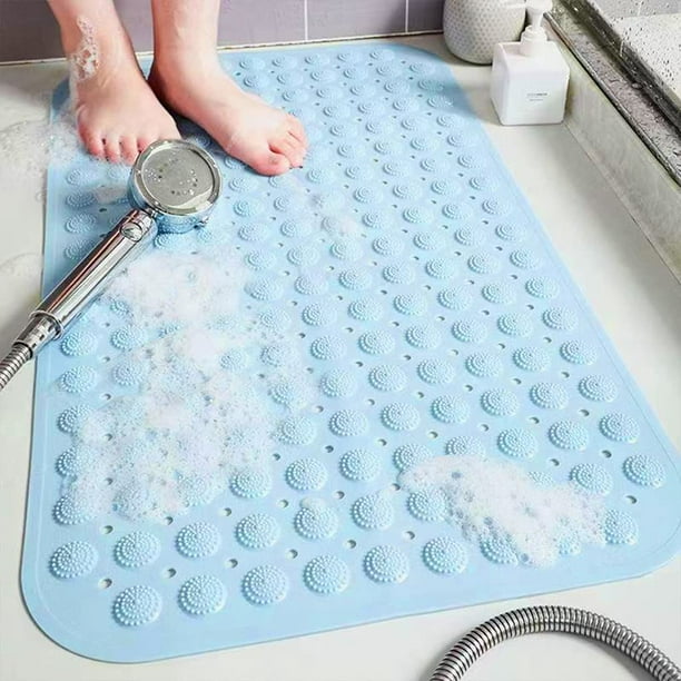 Non-slip Shower Mat 35 X 70cm Large Anti-slip Bath Mat For Seniors And  Adults With Suction Cup, Massage And Drainage Holes Blue