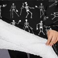thumbnail image 3 of Oversized Wearable Blanket Hoodie,Black Halloween Dancing Skeleton Pattern Sherpa Blanket Hoodie with Super Pockets,Super Warm Fuzzy Pullover for Women & Men, 3 of 6