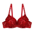 thumbnail image 3 of TiaoBug Women Sequin Skirt and Top Tassel Outfit Set Sparkly Belly Dance Costume Bra Tops and Fringe Skirts Sets Red 36A, 36B, 36C, 3 of 7