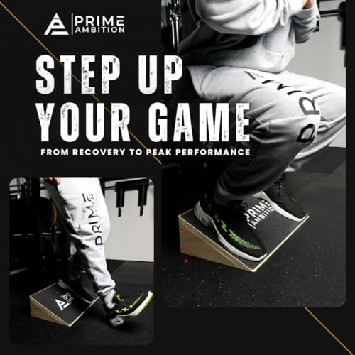 Premium Knees Over Toes Slant Board for Calf Stretching - Athletic, Training Slant Board for Squats - Slanted Squat Board Non-Slip Surface - 25 Degree Incline, 1000 Lbs Weight Capacity