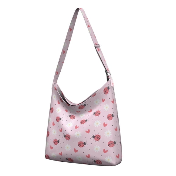 Sac Fourre-Tout en Toile Coccinelle Mignonne – Motif Dessin Animé à Pois Rouges, Imprimé Coccinelle de Jardin, Réutilisable et Écologique