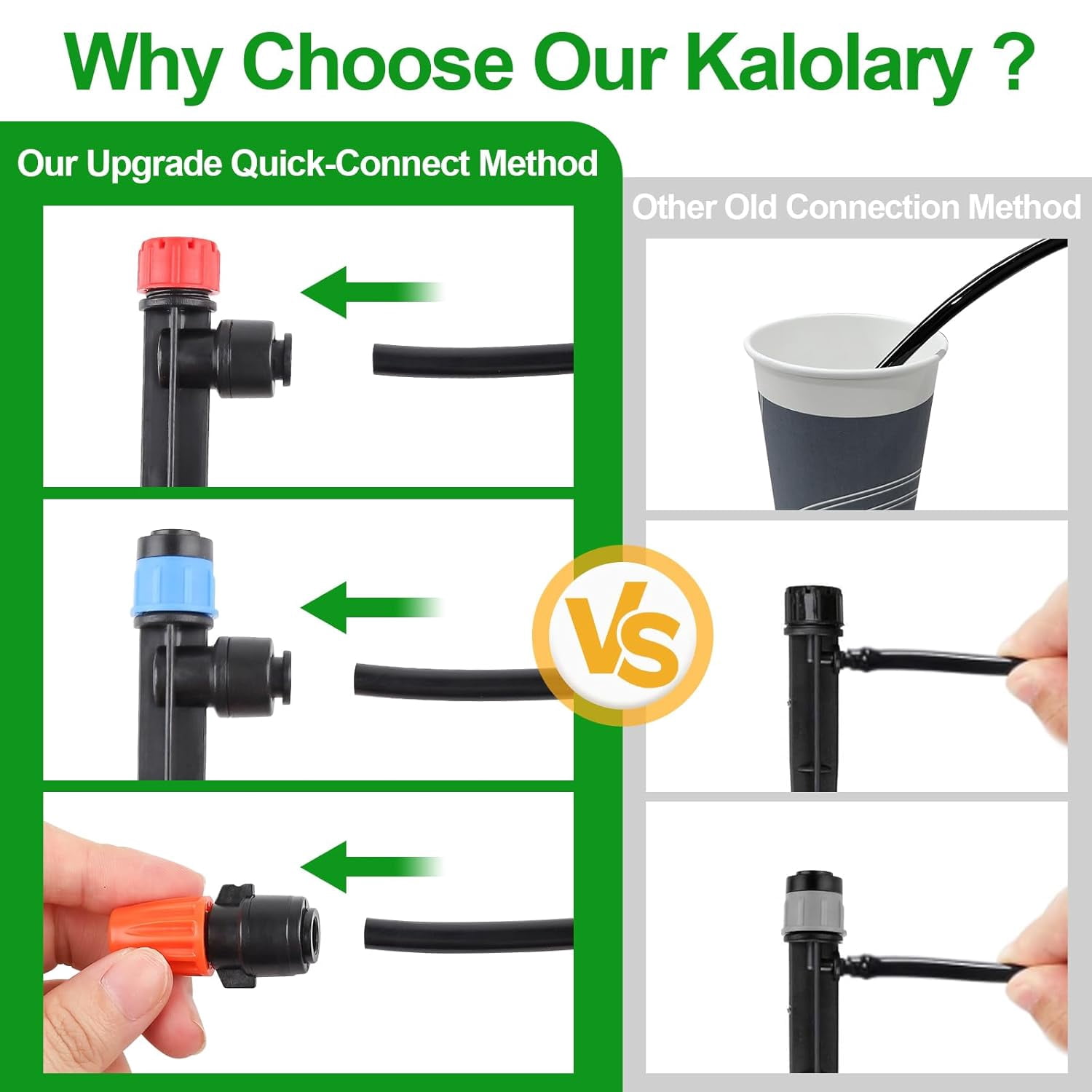 Kalolary 246FT Quick Connector Garden Watering System, Automatic Garden Watering System with 1/2" 1/4" Irrigation Tube Watering Drip Tubing Kits for Lawn Garden Greenhouse Flower Bed