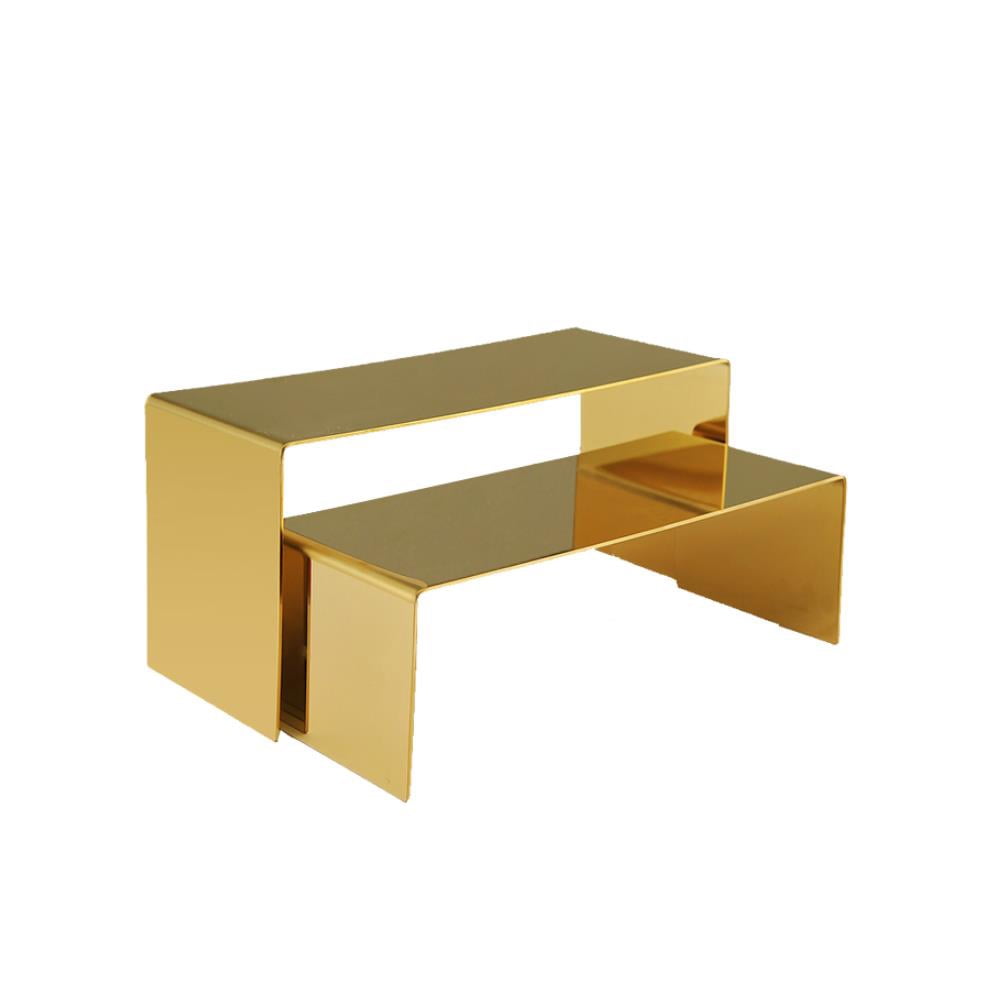 RY DISPLAY Golden Shoe Handbag Display Riser Stand Stainless Steel Shoe